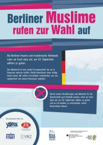 Plakat: Berliner Muslime rufen zur Wahl auf