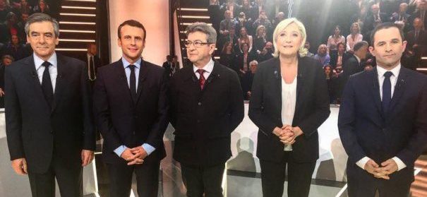 Erste TV-Debatte zu der Präsidentschaftswahl in Frankreich mit u.a. Macron und Le Pen© Facebook