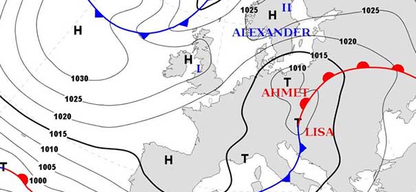 Wetterkarte: Tief Ahmet bringt Schnee