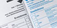 Stimmzettel zu der Bundestagswahl